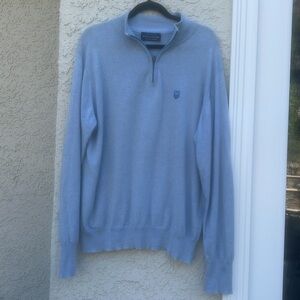 Scott & Charters Light Blue 1/4 Zip 100% Cashmere Sweater Men's Size